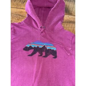 Womens Patagonia Burgundy Worn Wear Bear Uprisal Hoodie Pockets Soft Size M
